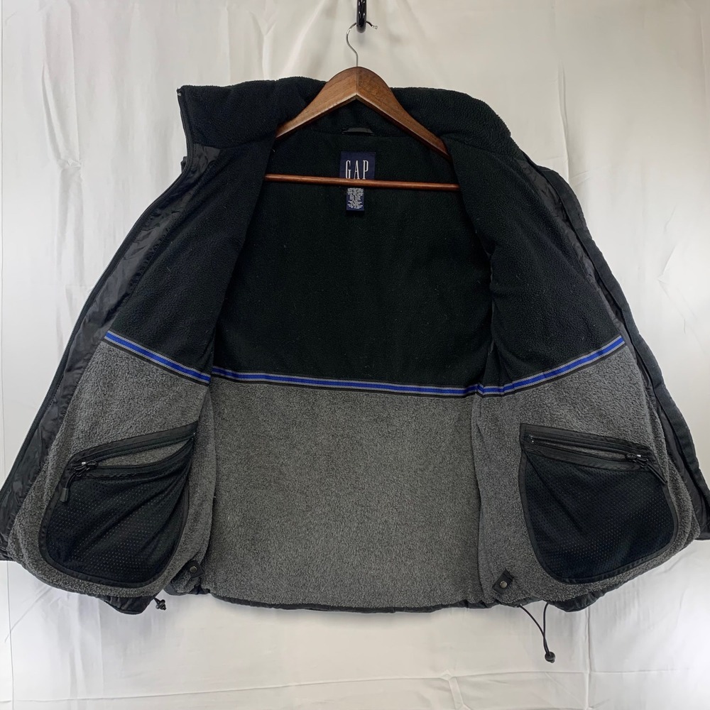 Gap Puffer Vest Men Medium Black Down Filled Fleece Lined Full Zip - Picture 4 of 10